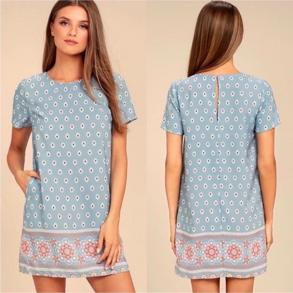 Lulu's Blue Floral Shift Dress